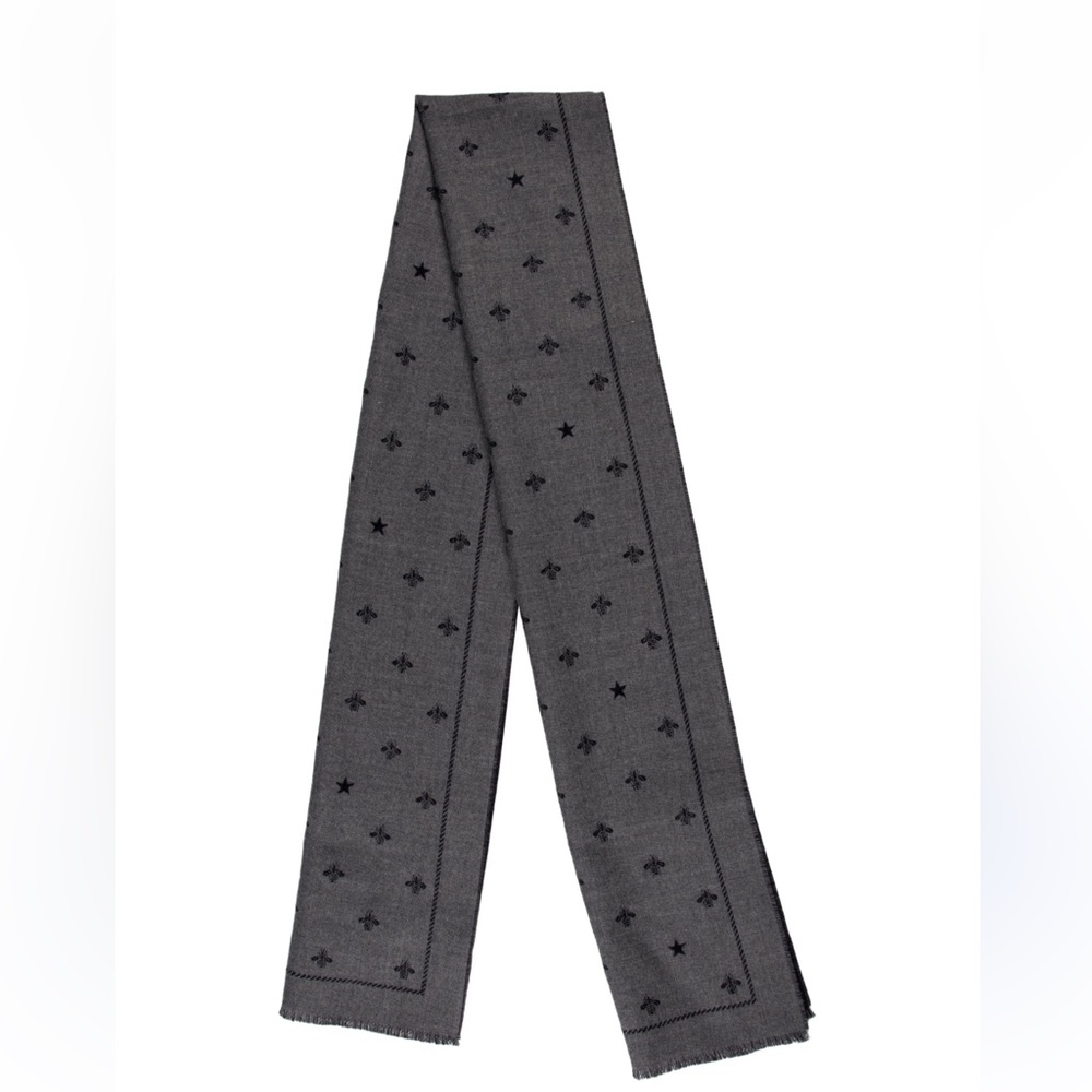 NWT GUCCI WOOL BEE ACCENT REVERSIBLE SCARF UNISEX 💖🌟 - Picture 9 of 13